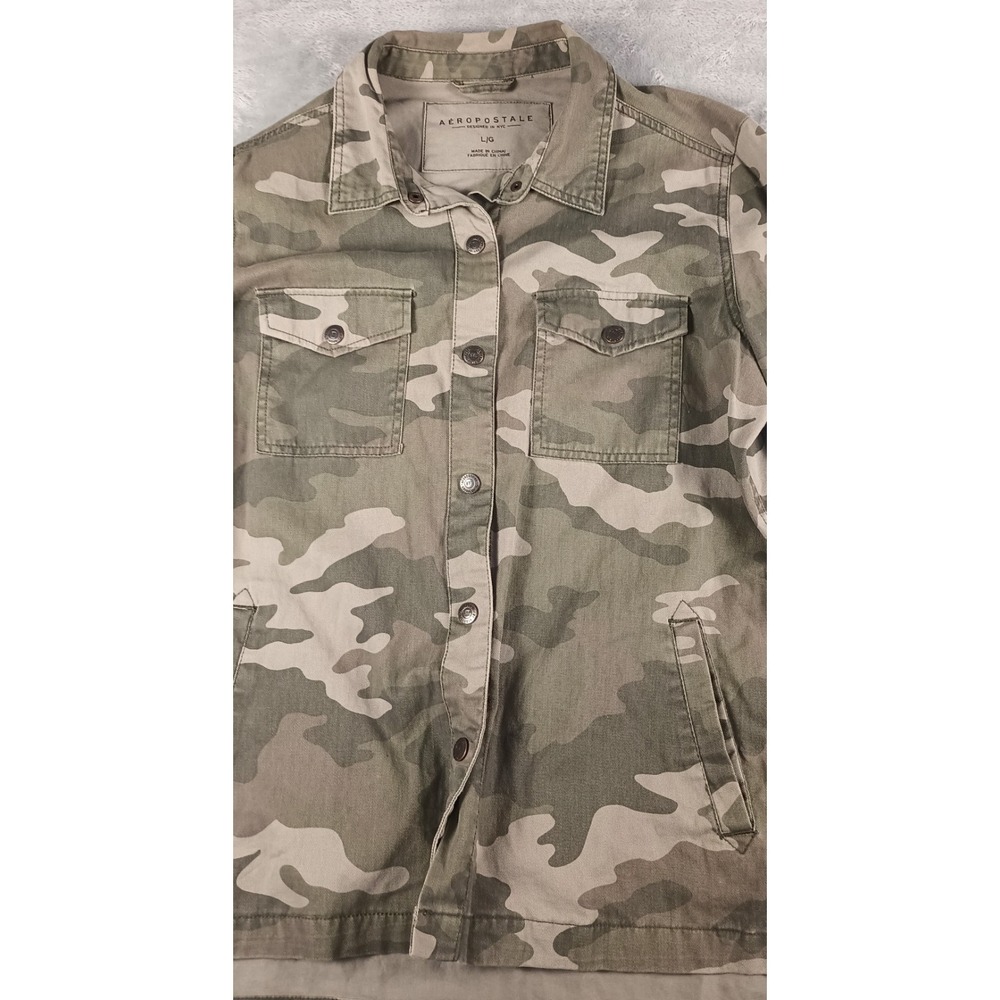 Aeropostale Women's Camo Utility Jacket Size L Mechanic Style Excellent - Picture 2 of 8